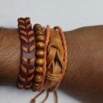 Boho Leather & Wooden Beads Bracelet Set — 3PCS