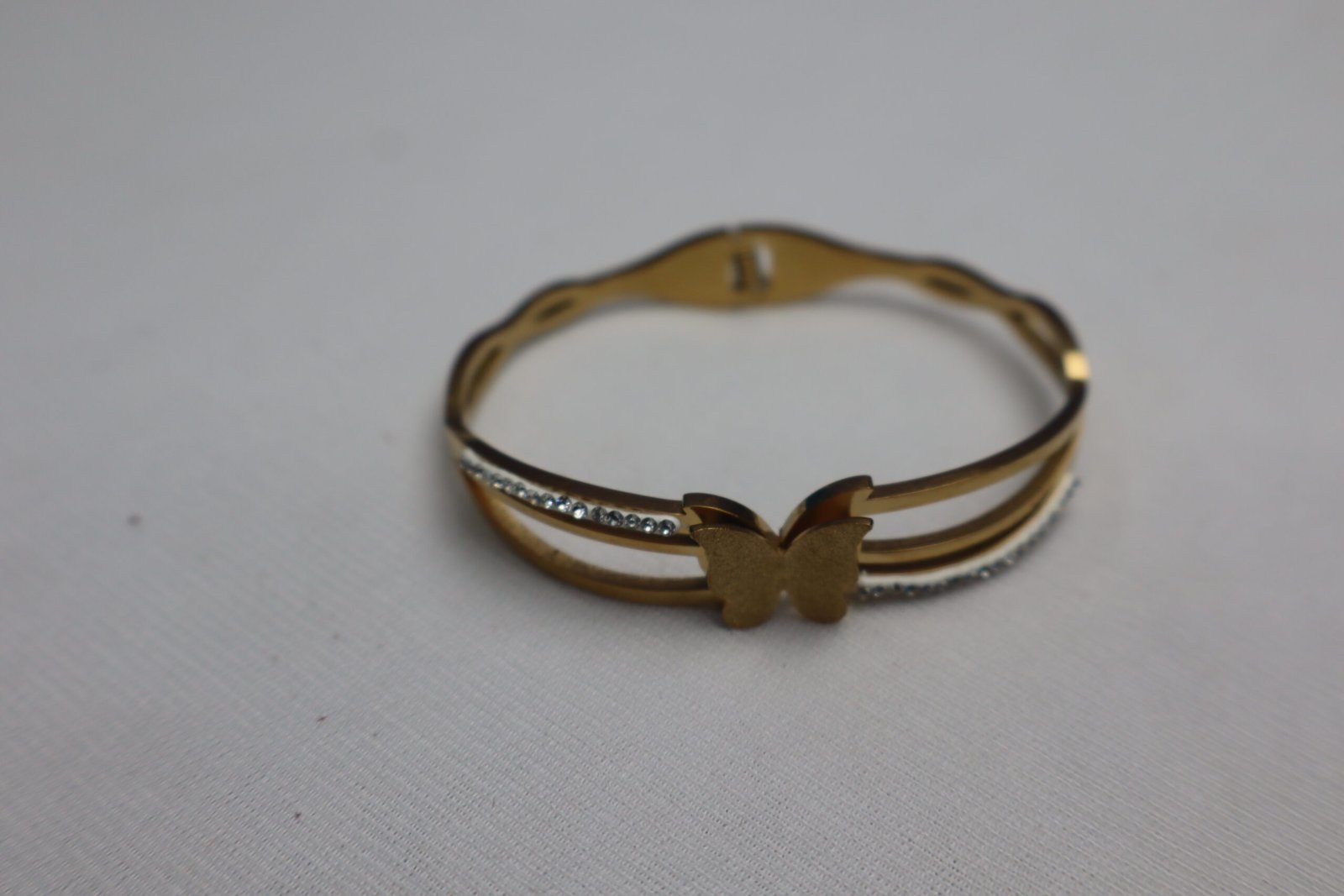 IMG_2809 Elegant Butterfly Crystal Bracelet – Gold Finish - Image 1